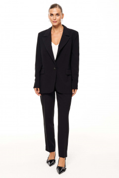 Женские прямые брюки из смесовой ткани с прорезными карманами Панда 192263w черный - фото 1