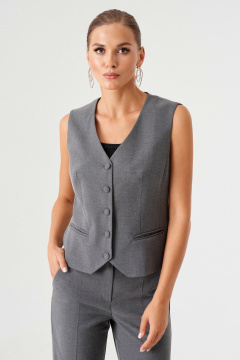 Жилет из костюмной ткани с V-образным вырезом Панда 194237 серый - фото 1