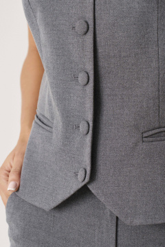 Жилет из костюмной ткани с V-образным вырезом Панда 194237 серый - фото 4