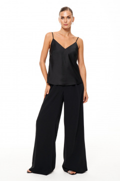 Атласная блуза с регулируемыми бретелями и V-образной горловиной Панда 210343w черный - фото 1