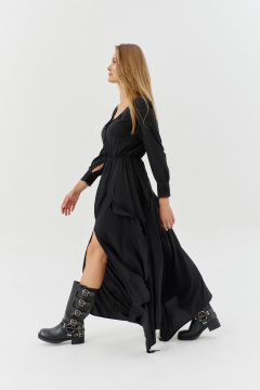 Платье с поясом и длиной 148 см для демисезона SODA 2879 черный - фото 1