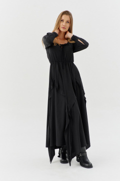 Платье с поясом и длиной 148 см для демисезона SODA 2879 черный - фото 5