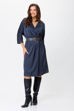 Платье из сатина с V-образным вырезом и складками Karina deLux M-1292 - фото 2