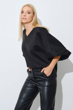 Черная блуза из текстиля для офиса и повседневности Achosa 1903 черный - фото 2