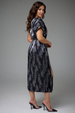 Классическое нарядное платье с разрезом, юбка с карманами Jolie 16458 черный_рисунок - фото 3