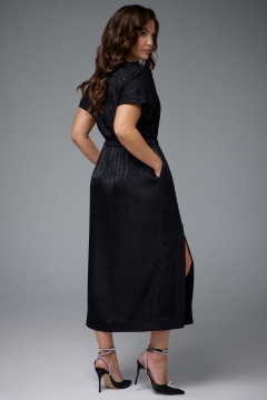 Классическое платье с разрезом, карманами и талием на резинке Jolie 16458 черный_блеск - фото 4