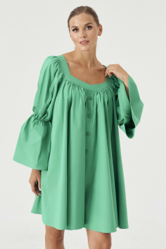 Короткое хлопковое платье с глубоким вырезом демисезонное Панда 132280w зеленый - фото 2
