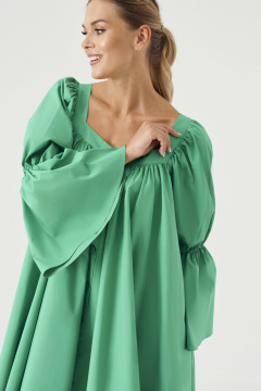 Короткое хлопковое платье с глубоким вырезом демисезонное Панда 132280w зеленый - фото 4