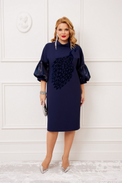 Платье Барби с печатью Жар птица и рукавом фонарик, синий AGATTI 5644 синий - фото 3