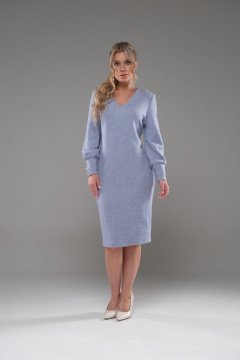Демисезонное платье трикотажное ниже колена для повседневной носки Galean Style 913.1 голубой - фото 3