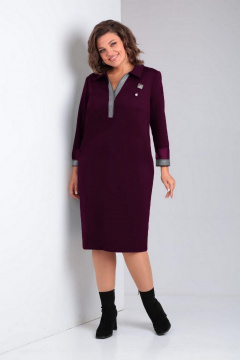 Фиолетовое платье из вискозы с шлицей и декором Милора-стиль 1169 баклажан - фото 1