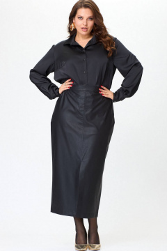 Демисезонная юбка макси из экокожи для модных образов SOVA 11251 черный - фото 1