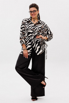 Женская рубашка из атласа с принтом, демисезонная, свободная Anelli 1503 сардоникс - фото 4