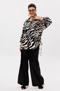 Женская рубашка из атласа с принтом, демисезонная, свободная Anelli 1503 сардоникс - фото 2