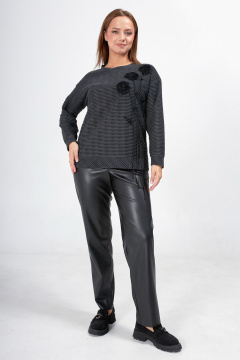 Голубая блузка с вышивкой для офисных луков Condra 16258 темный серый - фото 1