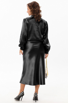 Черная юбка-трапеция из текстиля с высокой талией, длина 86 см Angelina & Сo 1183 - фото 5