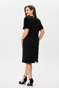 Нарядное платье из трикотажа с перьевыми вставками и брошью INVITE 4084 - фото 5