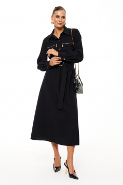 Платье-рубашка для офиса и торжественных случаев Панда 208180w черный - фото 1