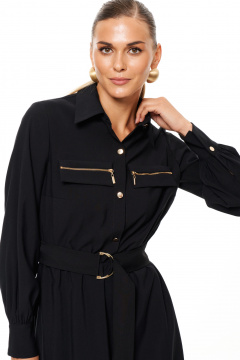 Платье-рубашка для офиса и торжественных случаев Панда 208180w черный - фото 2