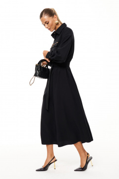 Платье-рубашка для офиса и торжественных случаев Панда 208180w черный - фото 5