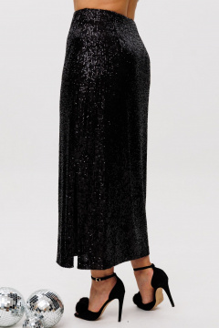 Пайеточная миди-юбка с разрезом и мягким поясом Anelli 1499 лунная_ночь - фото 5