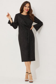 Элегантное платье с драпировкой и мерцающими пайетками Магия моды 2502 черный - фото 2