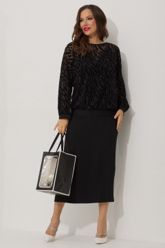 Нарядный комплект блуза, юбка и топ из текстиля Магия моды 2344 черный - фото 3