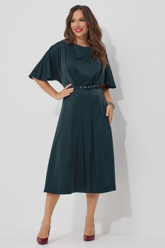 Платье А-силуэта с драпировками и подкладкой из шелковистой ткани Магия моды 2513 изумруд - фото 4