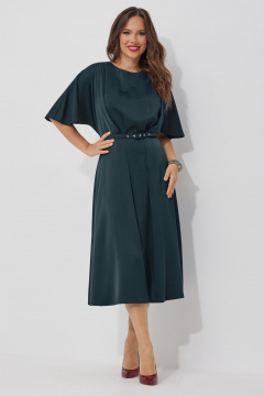 Платье А-силуэта с драпировками и подкладкой из шелковистой ткани Магия моды 2513 изумруд - фото 3