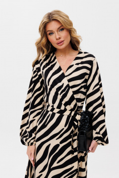 Платье на запах с поясом и карманами Amberа Style 1076-1 зебра - фото 3