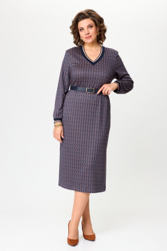 Платье прямое демисезонное из трикотажа с ремнем Bonna Image 955/1 синий - фото 1