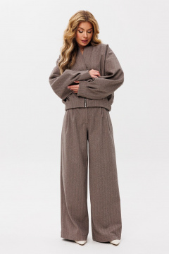 Жакет бомбер и брюки свободного силуэта из трикотажа Amberа Style 2101 светло-коричневый - фото 5