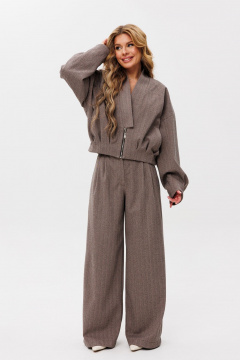 Жакет бомбер и брюки свободного силуэта из трикотажа Amberа Style 2101 светло-коричневый - фото 2
