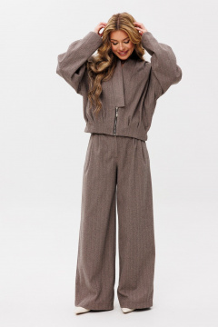 Жакет бомбер и брюки свободного силуэта из трикотажа Amberа Style 2101 светло-коричневый - фото 3