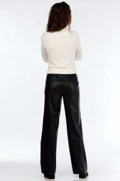 Теплый трикотажный джемпер прилегающего силуэта с стойкой LadyThreeStars 2414 молочный - фото 3