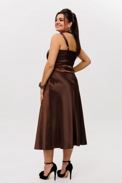 Атласная миди юбка с косым кроем на потайной молнии Anelli 1291 корица - фото 4