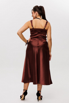 Юбка короткая заниженная из атласа с поясом и карманами Anelli 1291 мадэйра - фото 4