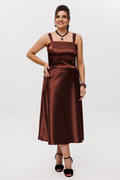 Юбка короткая заниженная из атласа с поясом и карманами Anelli 1291 мадэйра - фото 3