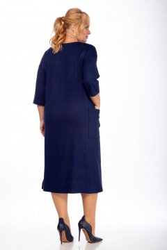 Синее трикотажное платье с разрезом и карманами, комфорт и стиль Michel chic 2080/2 синий - фото 5