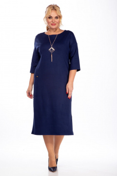 Синее трикотажное платье с разрезом и карманами, комфорт и стиль Michel chic 2080/2 синий - фото 1