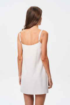 Платье короткое приталенное с разрезом и шнурком-завязкой SHAM SHAM 1028 пудра - фото 5