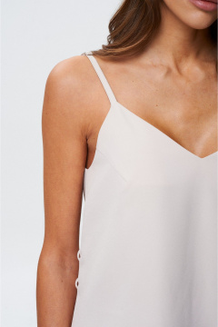 Платье короткое приталенное с разрезом и шнурком-завязкой SHAM SHAM 1028 пудра - фото 4