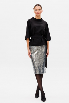 Блуза прилегающая и юбка с разрезом и вытачками Ларс Стиль 998 - фото 1