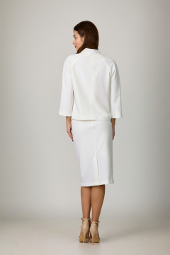 Костюм 2-ка белый с молочным жакетом и юбкой на пуговицах Rosheli 1046/4 молочный - фото 2