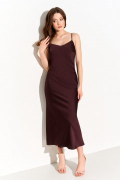 Демисезонный костюм из текстиля и шёлк-сатина с платьем и жакетом FOXY FOX 1700 бежевый - фото 3