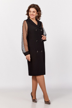 Черное нарядное платье из сетки с имитацией двубортной застёжки Swallow 796 черный - фото 3