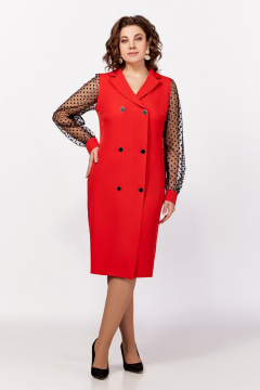 Красное нарядное платье из сетки с двубортной имитацией Swallow 796.1 красный - фото 3