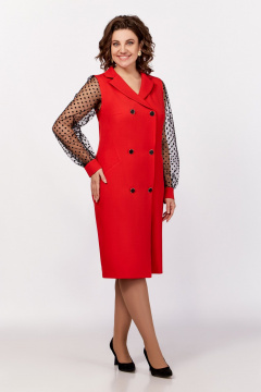 Красное нарядное платье из сетки с двубортной имитацией Swallow 796.1 красный - фото 1