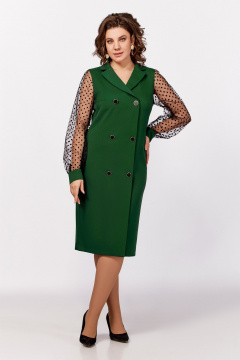 Зеленое нарядное платье из сетки с фигурным отрезом Swallow 796.2 зеленый_изумруд - фото 3