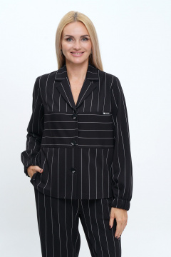 Деловой костюм брюки и жакет из трикотажа черный Alani Collection 2242 - фото 4